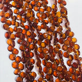 Hessonite 5MM Faceted heart  Shape, brown garnet faceted briolette, length 8”