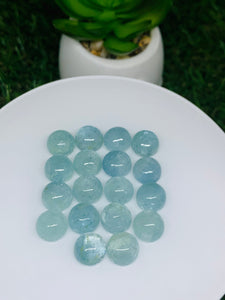 Aquamarine Cabochon • 10mm Size Half Drill • Pack of 2 Pcs • Code Z1 • AAA Quality cabs- Natural Aquamarine Cabs