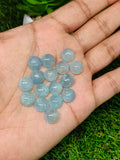 Aquamarine Cabochon • 10mm Size Half Drill • Pack of 2 Pcs • Code Z1 • AAA Quality cabs- Natural Aquamarine Cabs