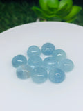 Aquamarine Cabochon • 10mm Size Half Drill • Pack of 2 Pcs • Code Z5 • AAA Quality cabs- Natural Aquamarine Cabs