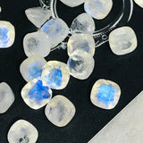 Moonstone 6M Faceted Cushion Cabs, Blue Moonstone , Rainbow Moonstone top Quality cut cushion Pack of 6 Pc.