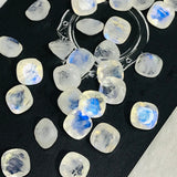 Moonstone 6M Faceted Cushion Cabs, Blue Moonstone , Rainbow Moonstone top Quality cut cushion Pack of 6 Pc.