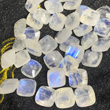 Moonstone 8M Faceted Cushion Cabs, Blue Moonstone , Rainbow Moonstone top Quality cut cushion Pack of 6 Pc.