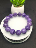 Charoite Bracelet  15 mm size • Code D14 • Length 7.5 Inch Weight 72.5 gm • Natural Charoite Round Bracelet •  Origin Russia