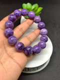 Charoite Bracelet  15 mm size • Code D14 • Length 7.5 Inch Weight 72.5 gm • Natural Charoite Round Bracelet •  Origin Russia