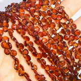 Hessonite 5MM Faceted heart  Shape, brown garnet faceted briolette, length 8”