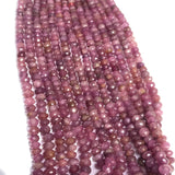 Pink Sapphire Faceted Roundel 4-7mm size TAA Quality , 15 Inch Strand , Natural Pink sapphire gemstone . precious stone beads