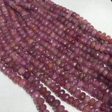 Pink Sapphire Faceted Roundel 4-7mm size TAA Quality , 15 Inch Strand , Natural Pink sapphire gemstone . precious stone beads