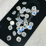 Moonstone 6M Faceted Cushion Cabs, Blue Moonstone , Rainbow Moonstone top Quality cut cushion Pack of 6 Pc.