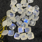 Moonstone 8M Faceted Cushion Cabs, Blue Moonstone , Rainbow Moonstone top Quality cut cushion Pack of 6 Pc.