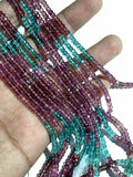 Watermelon Tourmaline faceted Rondelle 5 mm Size •  Pink And Blue color beads Fine quality 14" Strand, Tourmaline Top Quality beads.