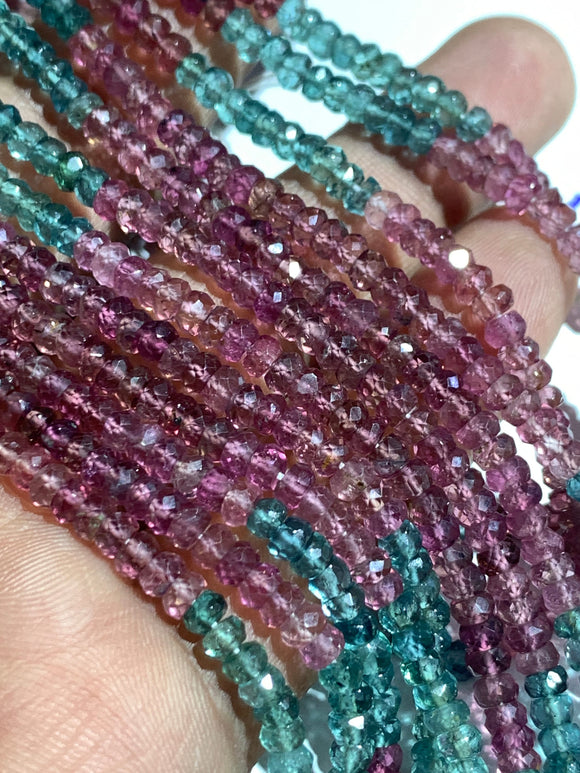 Watermelon Tourmaline faceted Rondelle 5 mm Size •  Pink And Blue color beads Fine quality 14