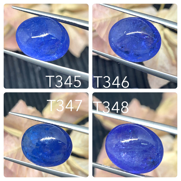 Tanzanite Cabochon Code #T345- T348 • 14X12 mm Size • 12 ct/ pc Approx Weight • AAA Quality Natural Tanzanite Cabochon