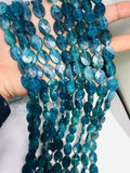 Apatite 10x14 MM Neon Apatite faceted Oval Beads - 40 cm Length - Neon Apatite Beads- Apatite Dyed Teal color