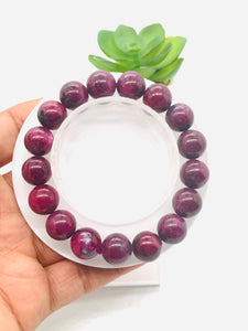 Ruby Bracelet 12 mm • Code # A2• 58.2 gm Weight • 7.5  Inch Length • AAA Quality • Natural Ruby Bracelet • Ruby Round Bracelet
