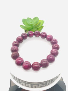 Ruby Bracelet 12 mm • Code # A3 • 60.9 gm Weight • 7.5  Inch Length • AAA Quality • Natural Ruby Bracelet • Ruby Round Bracelet