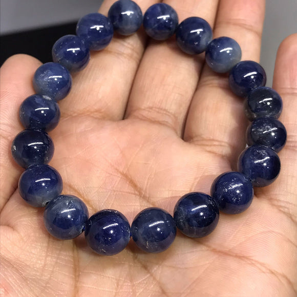 10MM Blue Sapphire Bracelet  Top Quality,7.5'' length • Natural Sapphire Beads • Sapphire Round beads. code#4 , 37 Gram