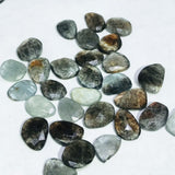 Moss Aquamarine 12X15 Faceted Slice, Rose cut, Thin shape, AA Quality- Moss Aquamarine Faceted - pack of 4 Pieces