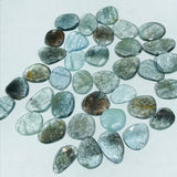 Moss Aquamarine 12x14MM Faceted Slice, Rose cut, Thin shape, AAA Quality- Moss Aquamarine Faceted - pack of 4 Pieces