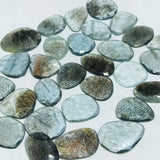 Moss Aquamarine 11- 12x 14-16MM Faceted Slice, Rose cut, Thin shape, AAA Quality- Moss Aquamarine Faceted - pack of 4 Pieces