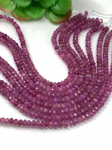 Pink Sapphire Faceted Roundel 4-8mm size AAA Quality , 16 Inch Strand , Natural Pink sapphire gemstone . precious stone beads