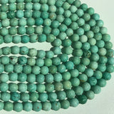 8MM Natural Turquoise Round Beads , 100 % Genuine Stone , Length in 15 Inch , Turquoise Round Beads.