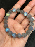 10MM Labradorite Carving Round Bracelet , Top Quality,25-Gm . Yellow and Blue Fire AAA Grade , Hand made carving, code-L2