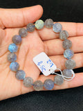 10MM Labradorite Carving Round Bracelet , Top Quality,25-Gm . Yellow and Blue Fire AAA Grade , Hand made carving, code-L2