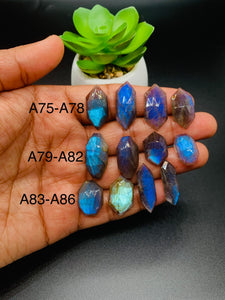 Labradorite  Rose Cut Fancy Shape - Code # A75- A86 •  Labradorite  Faceted Cut (Polki)  • AAA Quality  • One Side Cutting