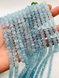 Aquamarine faceted Roundel • 8 mm Size • AAA grade • Length 40 cm • Top quality roundel • Blue Aquamarine Beads