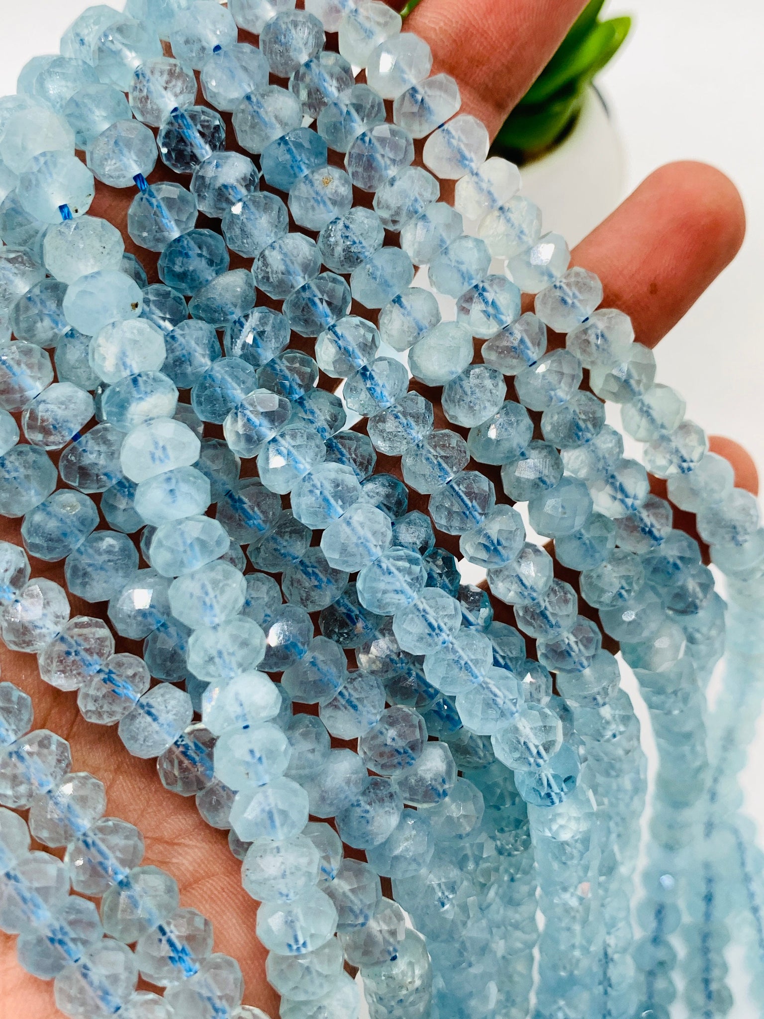 Aquamarine Beads, Natural, 8mm Round