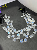 Moonstone 12MM Faceted Heart Shape briolette ,Good quality stones with Blue Fire . Length 10 Inch ,AAA Grade, Mine from India