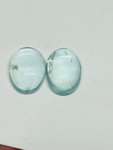 Aquamarine Cabochon 10X14 mm Pack of 2 Pcs - Code #3 AAA Quality cabs- Natural Aquamarine Cabs