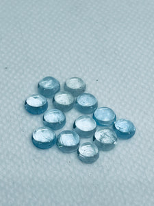 Aquamarine Cabochon 6 mm Pack of 5 Pcs - AAA Quality cabs- Natural Aquamarine Cabs