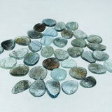 Moss Aquamarine 12x14MM Faceted Slice, Rose cut, Thin shape, AAA Quality- Moss Aquamarine Faceted - pack of 4 Pieces