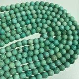 8MM Natural Turquoise Round Beads , 100 % Genuine Stone , Length in 15 Inch , Turquoise Round Beads.