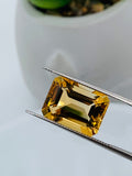 Citrine  Rectangle Faceted Cut • 10x14  mm size • Pack of 1 Pc • AAA Quality • 100% Natural Citrine Faceted Rectangle loose stone