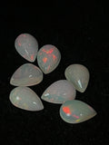 Ethiopian Opal 13X9mm  Pear size Cabs Pack of 1 Pieces -Code #3 AAA Quality (AAA Grade) Opal Cabochon - white base with pink fire.