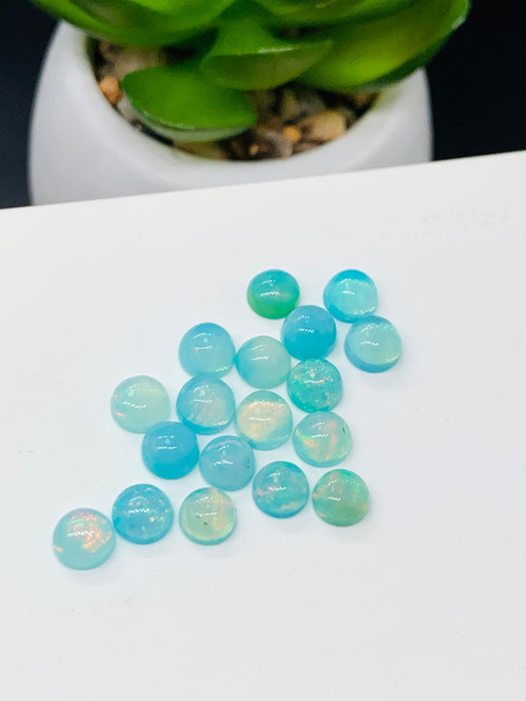 Ethiopian Opal Cabochon • 5 mm Size • Pack 6 Pcs• Code # D20 • AAA Quality • 100% Natural Opal Cabs  • Color Treated Opal