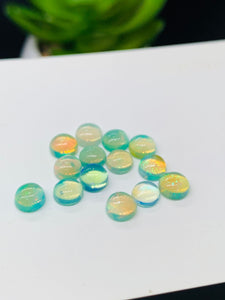 Ethiopian Opal Cabochon • 5 mm Size • Pack 6 Pcs• Code # D19 • AAA Quality • 100% Natural Opal Cabs  • Color Treated Opal • Light Blue