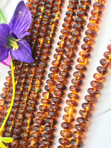 Amber Roundel beads • 8 mm Size • AAA Quality • Natural Amber from Ukraine. • Length 40 cm • Amber Beads