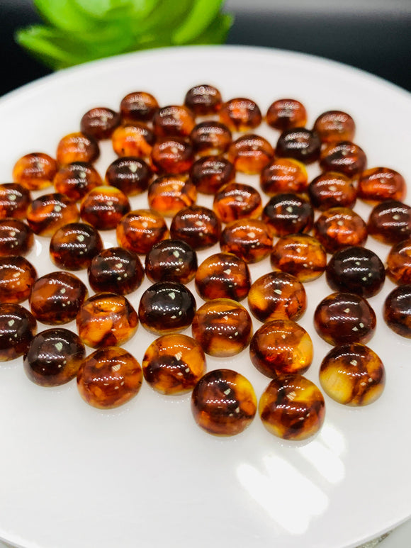 Amber Round Cabochon • 8 mm Size • Pack of 4 Pcs •AAA Quality • Natural Amber from Ukraine • Amber Cabochons • Flat Back Cabs