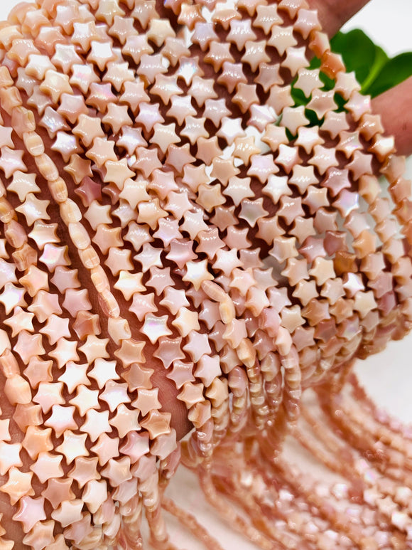 Pink Mother of Pearl Shell Star Beads • 6 mm Size • 40 cm length • AAA Quality • Natural Pink Mother of Pearl