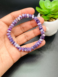 Purple Opal Bracelet • 7.5 mm size • Code #P1 • 7.5 inch Length • Natural Purple Opal Faceted Roundel Bracelet • Purple Opal Beads