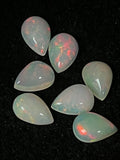 Ethiopian Opal 13X9mm  Pear size Cabs Pack of 1 Pieces -Code #3 AAA Quality (AAA Grade) Opal Cabochon - white base with pink fire.