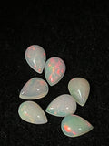 Ethiopian Opal 13X9mm  Pear size Cabs Pack of 1 Pieces -Code #3 AAA Quality (AAA Grade) Opal Cabochon - white base with pink fire.