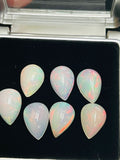 Ethiopian Opal 13X9mm  Pear size Cabs Pack of 1 Pieces -Code #3 AAA Quality (AAA Grade) Opal Cabochon - white base with pink fire.