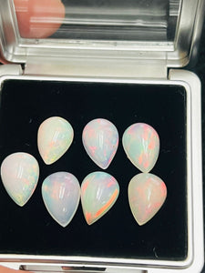 Ethiopian Opal 13X9mm  Pear size Cabs Pack of 1 Pieces -Code #3 AAA Quality (AAA Grade) Opal Cabochon - white base with pink fire.