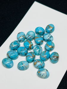 Sky Copper Turquoise 7X9MM Cabochon-  • Natural gemstone cabochon •  Natural Turquoise Cabs- • Turquoise Loose Stones pack 4 Pcs.