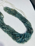 4MM Moss Aquamarine Faceted Roundel, length 15" Strand, Super Fine Quality, shaded Moss Aquamarine .